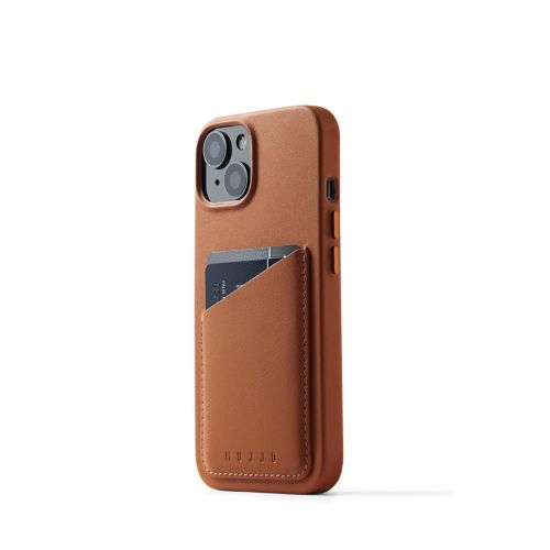 Mujjo Full Leather Wallet Case for iPhone 14 - Tan