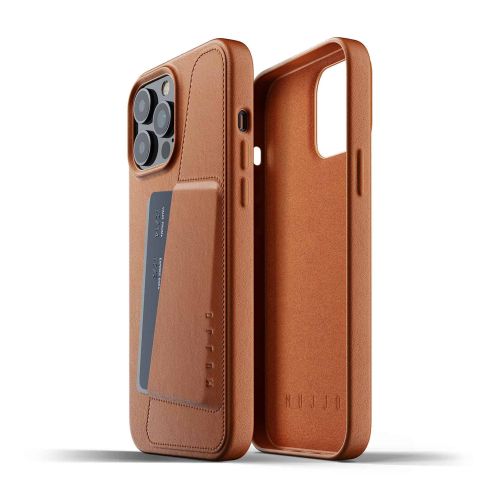Mujjo Full Leather Wallet Case for iPhone 13 Pro Max - Tan