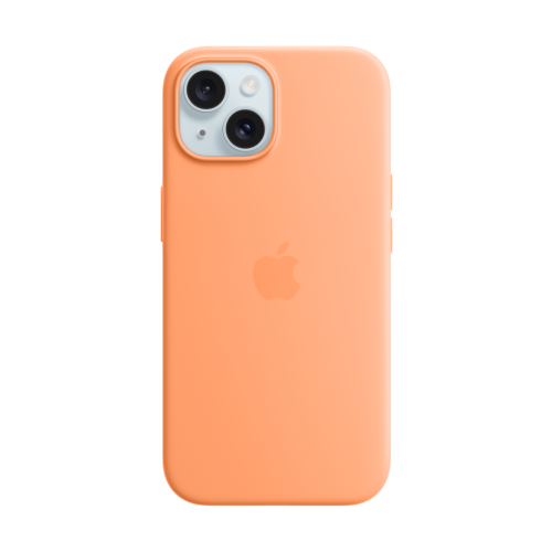 Apple iPhone 15 Silicone Case w/MagSafe - Orange Sorbet
