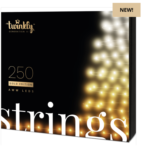 Twinkly Strings Gold Edi. 250 LED AWW 20 meters, Black Wire